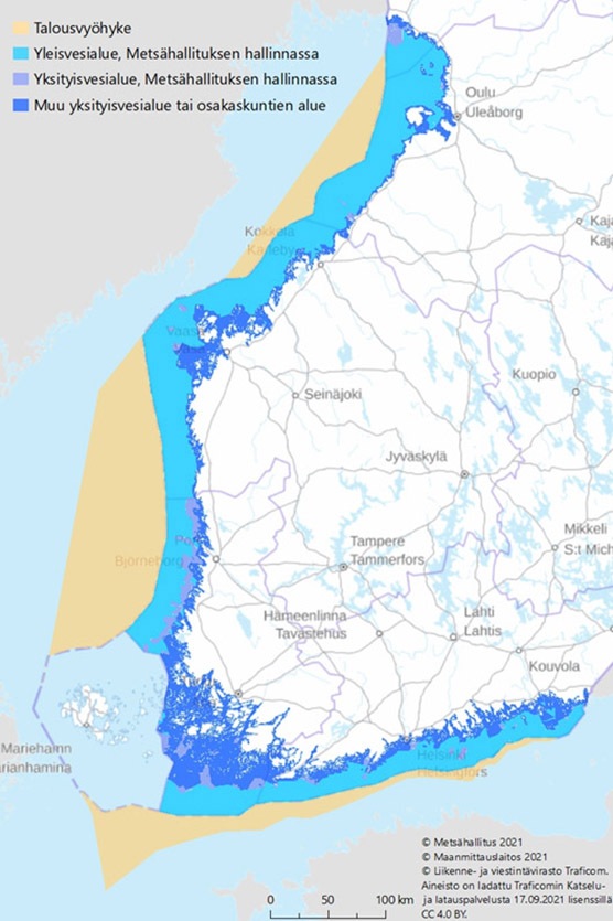 Kartta Suomen merialueista